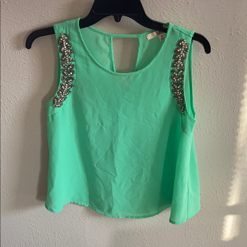 Mint green sleeveless top